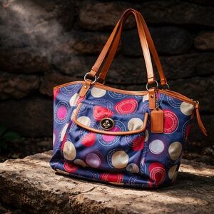 Coach 14667 LEAH Navy Tote Shopper Purse